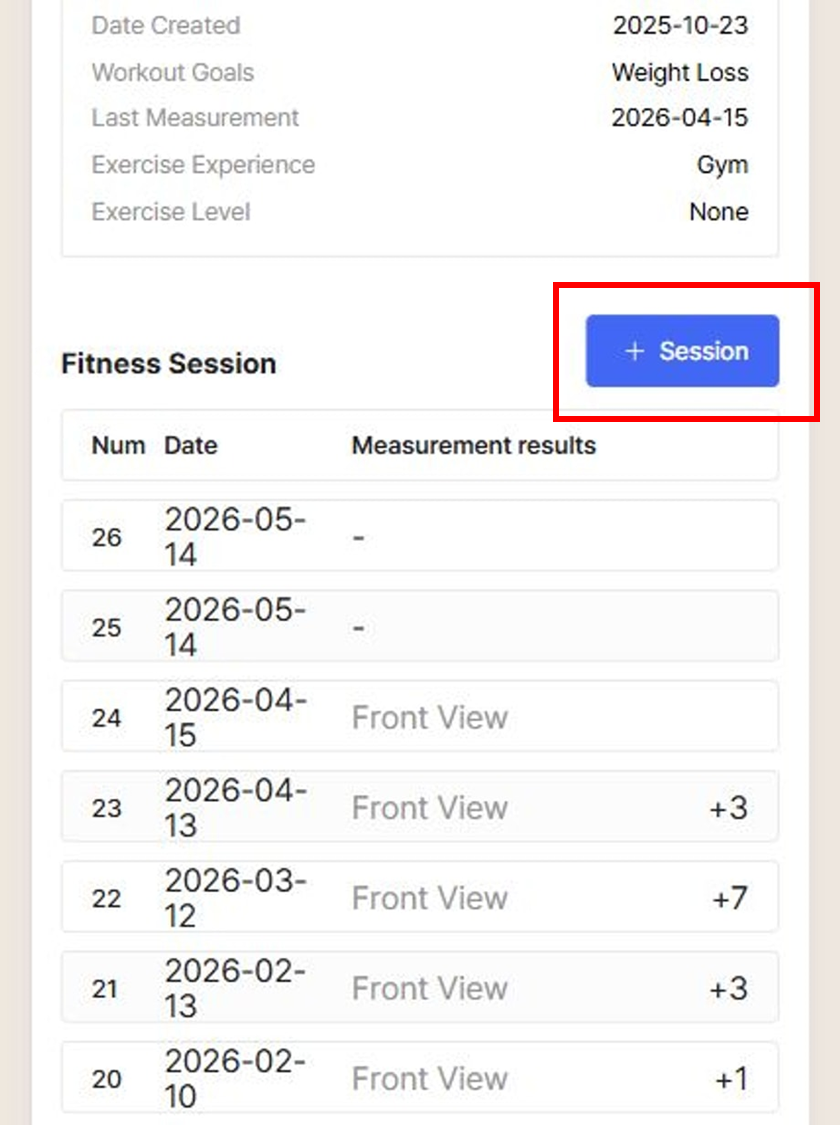 Session Button on Mobile