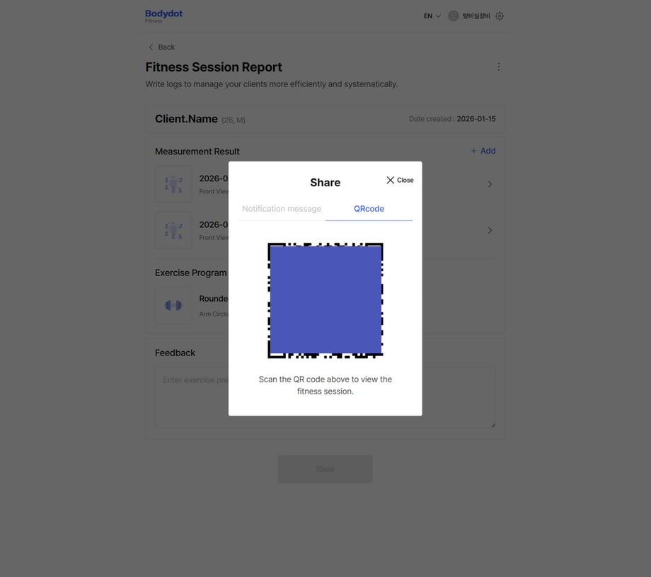 Share the report with QR code