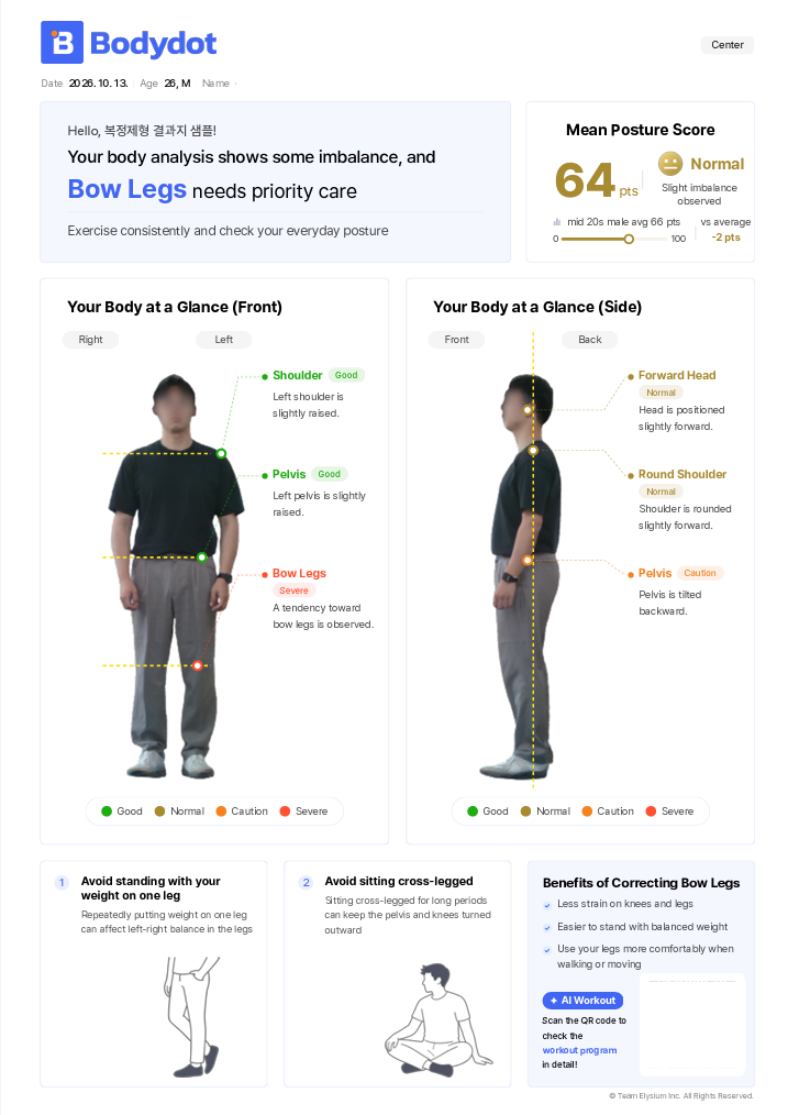 Printing the Bodydot Quick Posture Test report
