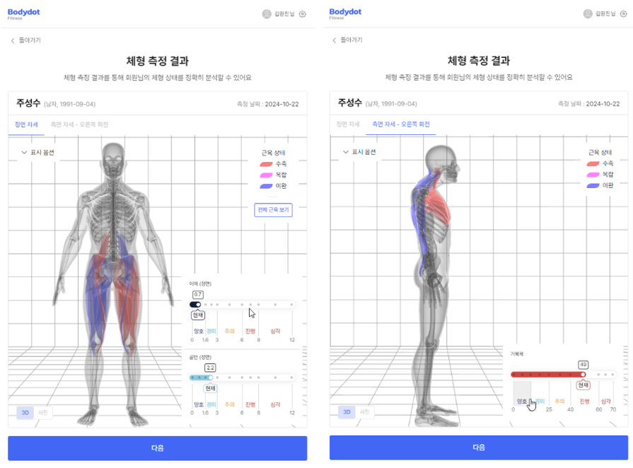 저희의 역작, 바디닷 피트니스는 사용자 신체 변화를 단순 숫자가 아닌 새로운 시각적인 경험을 제공합니다