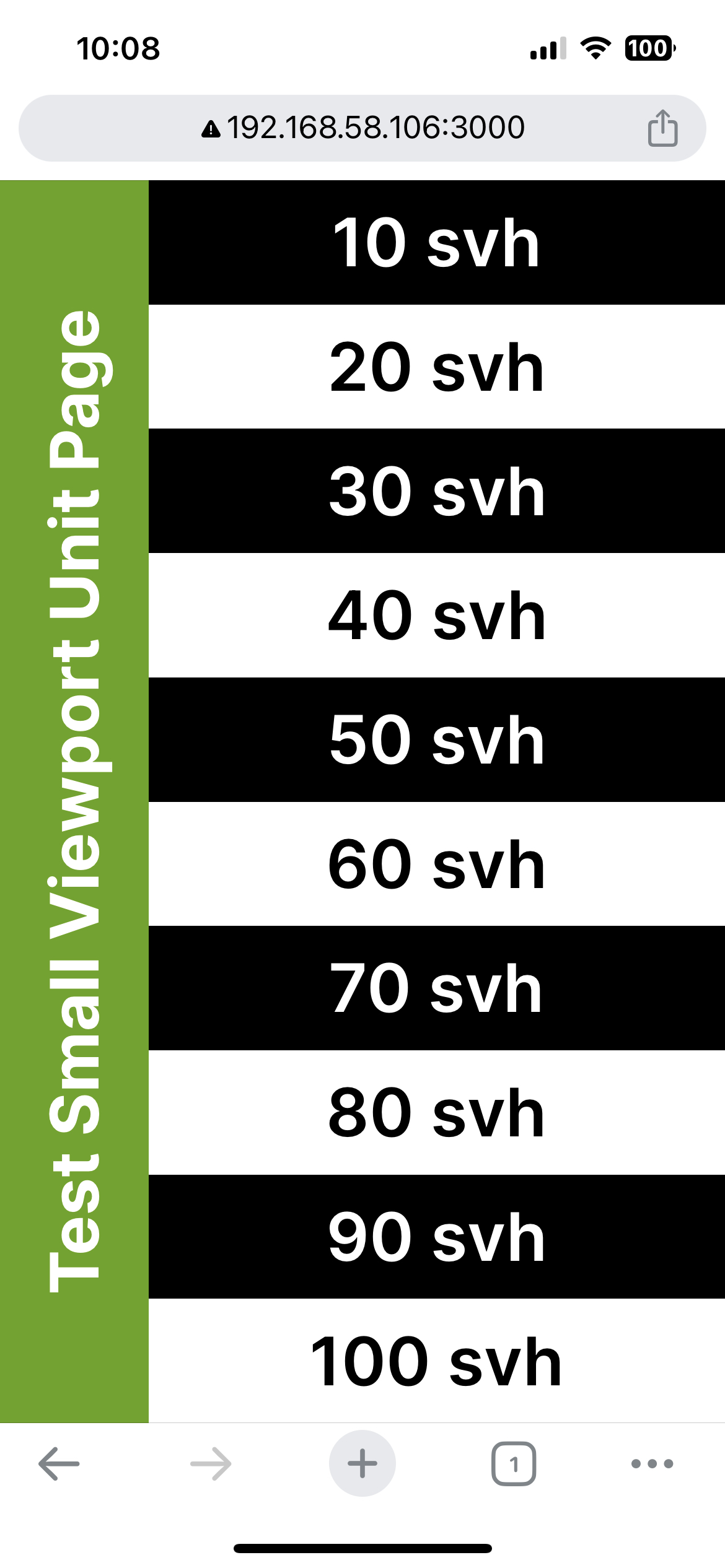 iOS Chrome에서 본 100 svh