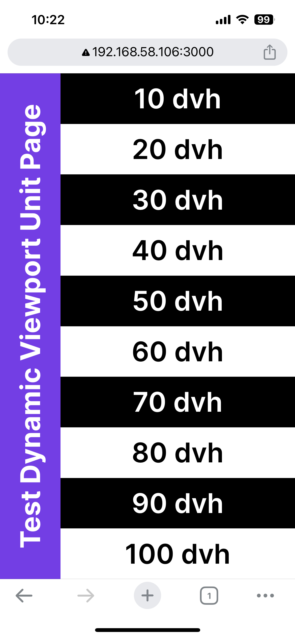 iOS Chrome에서 본 100 dvh