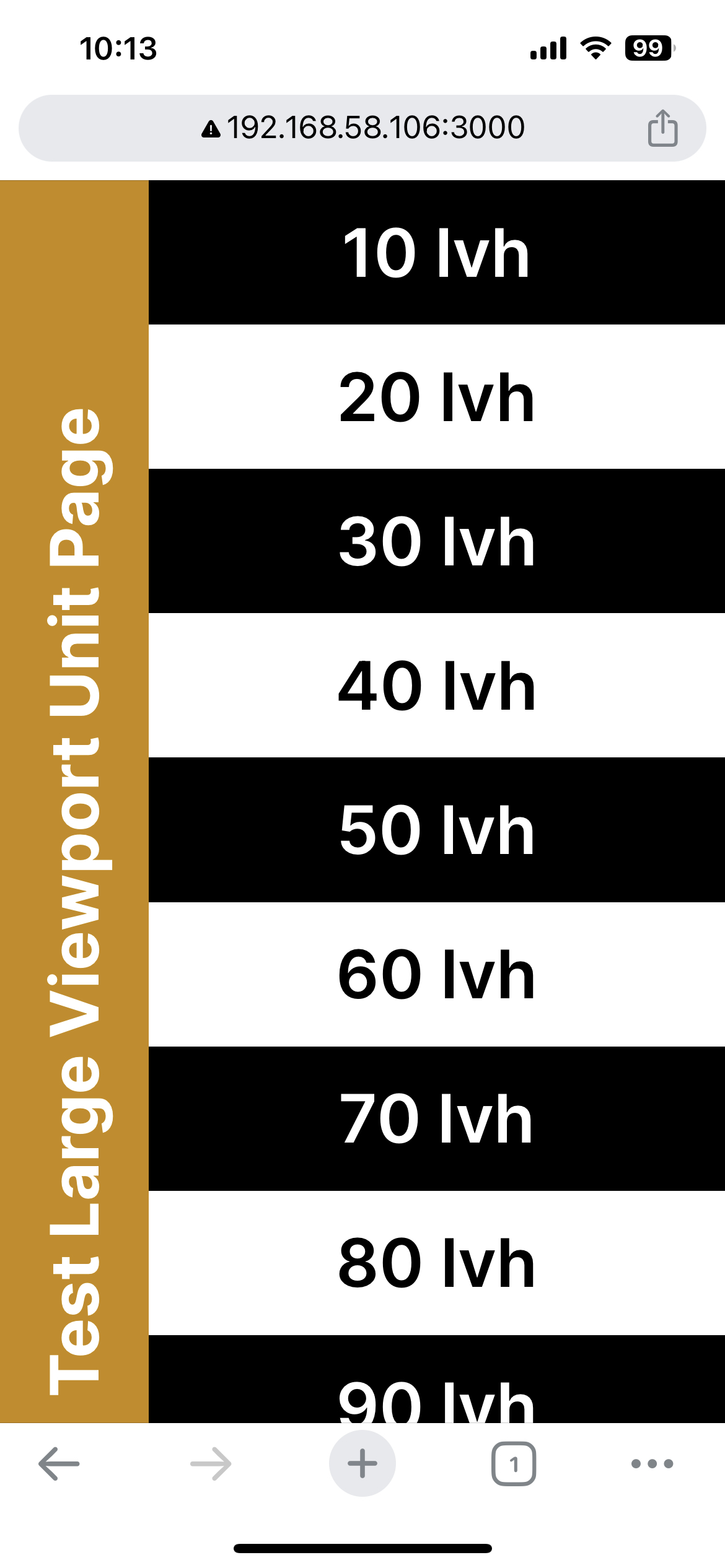  iOS Chrome에서 본 100 lvh