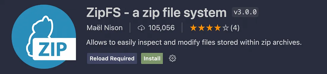 ZipFS 설치 (VSCode)